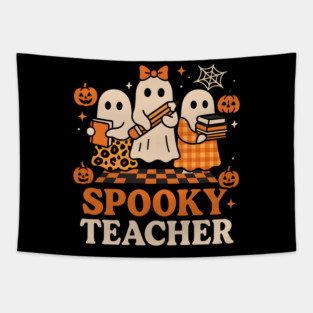 Spooky Teacher Ghost Halloween School Graphic Gift Tapestry