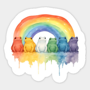 Cute Funny Adorable Rainbow Frogs, Colorful frog toad design Sticker