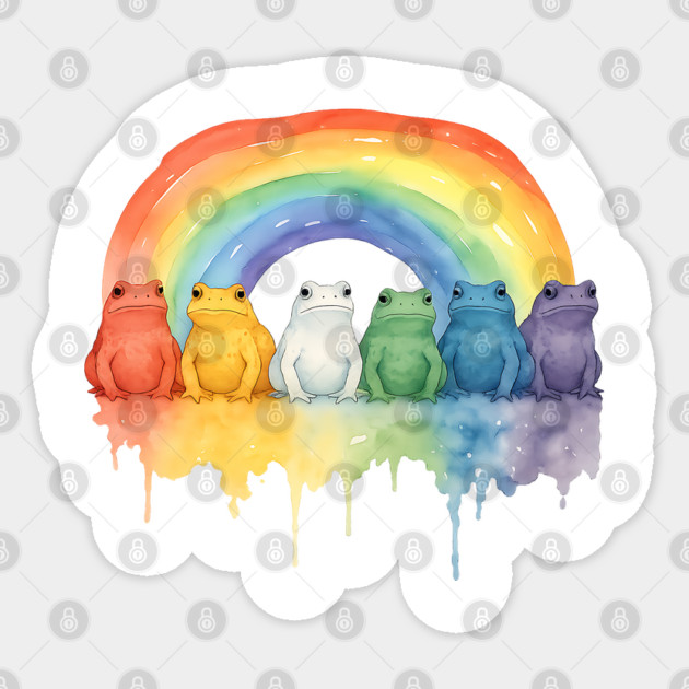 Cute Funny Adorable Rainbow Frogs, Colorful frog toad design Sticker by Luxinda