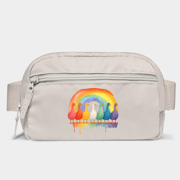 Cute Funny Adorable Rainbow Geese, Colorful Goose design by Luxinda