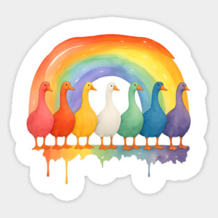 Cute Funny Adorable Rainbow Geese, Colorful Goose design Magnet