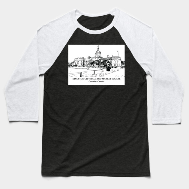 Kingston City Hall and Market Square - Ontario Baseball T-Shirt by Lakeric