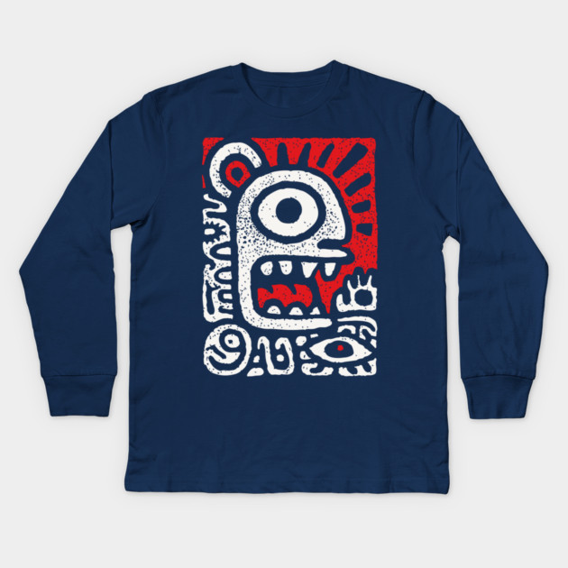 Shamanic Sun Deity | Tribal Third Eye Graphic Kids Long Sleeve T-Shirt by TuncGK