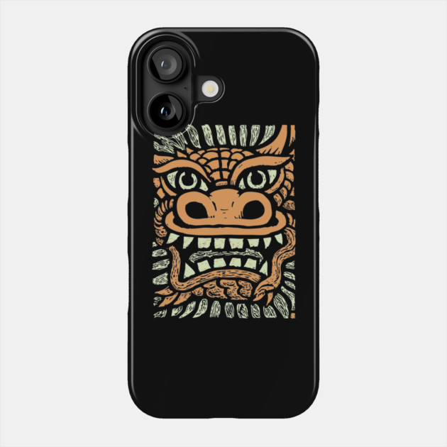 Ornate Dragon Mask | Pastel Mythical Guardian Phone Case by TuncGK