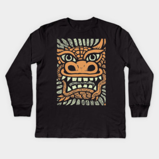 Ornate Dragon Mask | Pastel Mythical Guardian Kids Long Sleeve T-Shirt