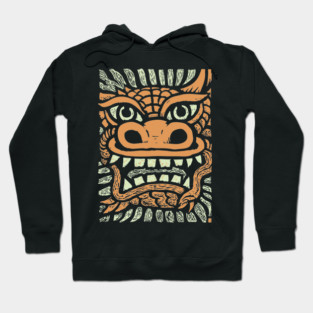 Ornate Dragon Mask | Pastel Mythical Guardian Hoodie