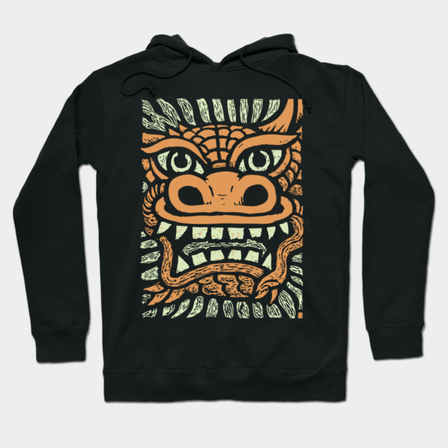 Ornate Dragon Mask | Pastel Mythical Guardian Hoodie by TuncGK