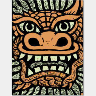 Ornate Dragon Mask | Pastel Mythical Guardian Posters and Art