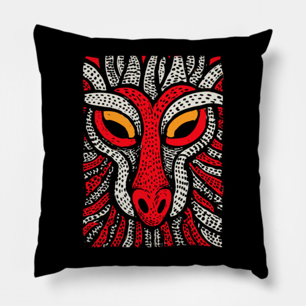 Fierce Red Dragon | High-Contrast Fire Spirit Pillow by TuncGK