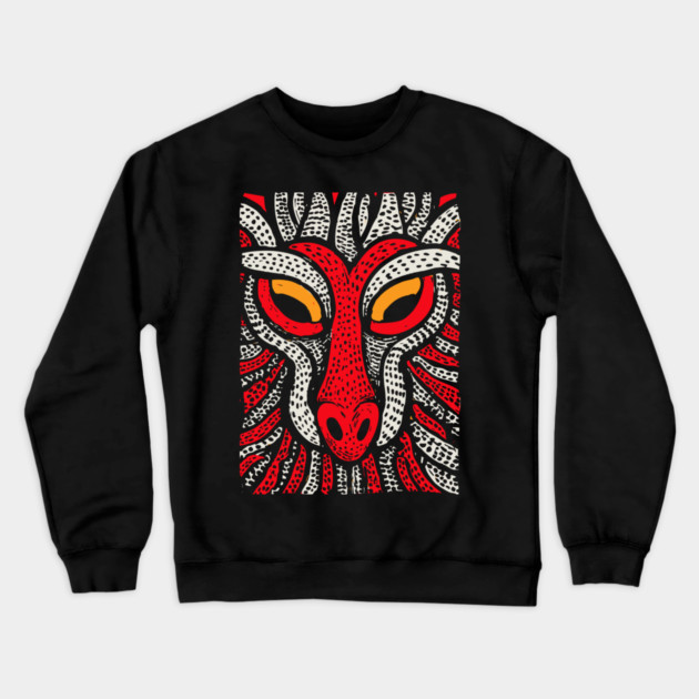 Fierce Red Dragon | High-Contrast Fire Spirit Crewneck Sweatshirt by TuncGK