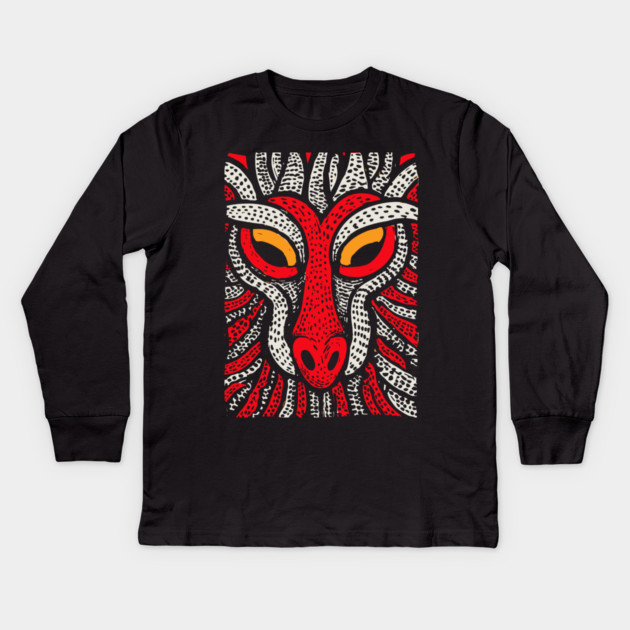 Fierce Red Dragon | High-Contrast Fire Spirit Kids Long Sleeve T-Shirt by TuncGK