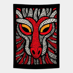 Fierce Red Dragon | High-Contrast Fire Spirit Tapestry