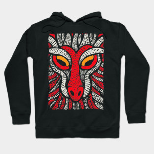 Fierce Red Dragon | High-Contrast Fire Spirit Hoodie