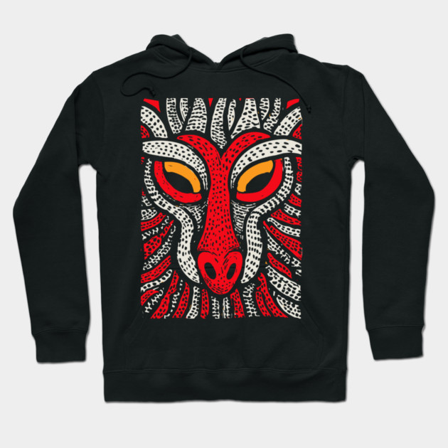 Fierce Red Dragon | High-Contrast Fire Spirit Hoodie by TuncGK