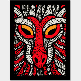 Fierce Red Dragon | High-Contrast Fire Spirit Posters and Art