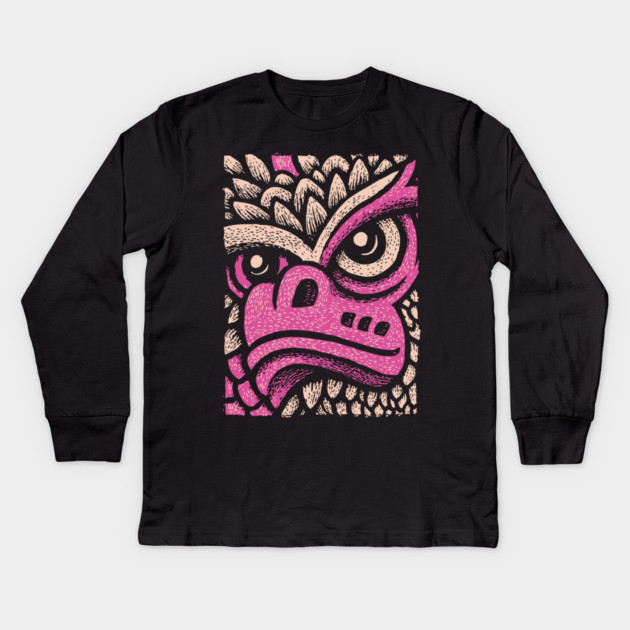 Whimsical Pink Dragon | Magical Fantasy Creature Kids Long Sleeve T-Shirt by TuncGK