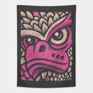 Whimsical Pink Dragon | Magical Fantasy Creature Tapestry