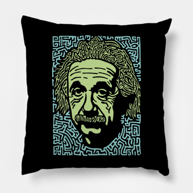 Albert Einstein Maze Portrait | The Mind of a Genius Pillow by TuncGK