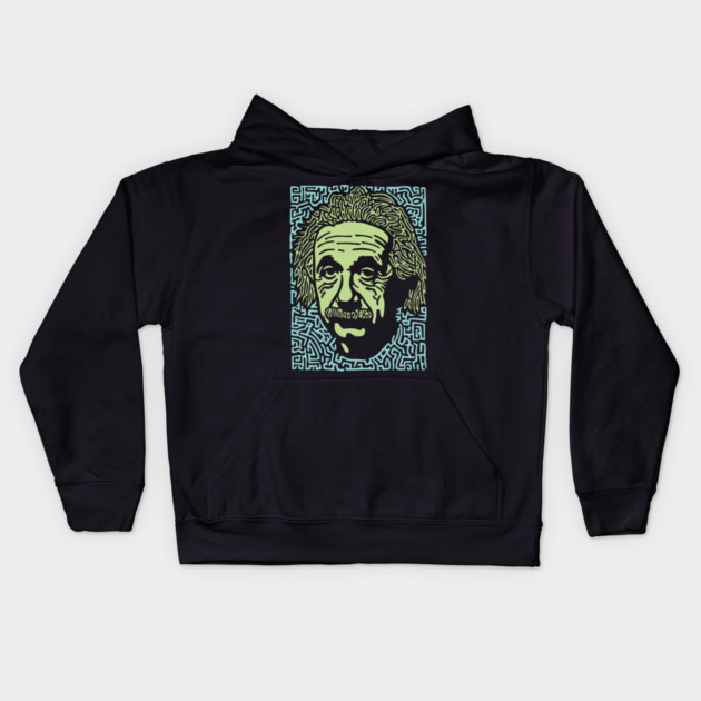 Albert Einstein Maze Portrait | The Mind of a Genius Kids Hoodie by TuncGK
