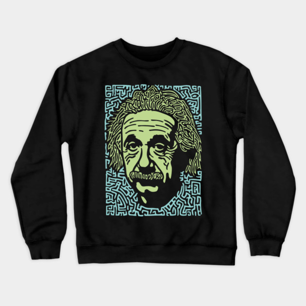 Albert Einstein Maze Portrait | The Mind of a Genius Crewneck Sweatshirt by TuncGK