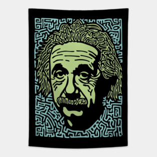 Albert Einstein Maze Portrait | The Mind of a Genius Tapestry