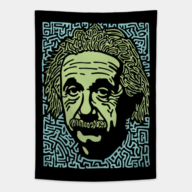 Albert Einstein Maze Portrait | The Mind of a Genius Tapestry by TuncGK