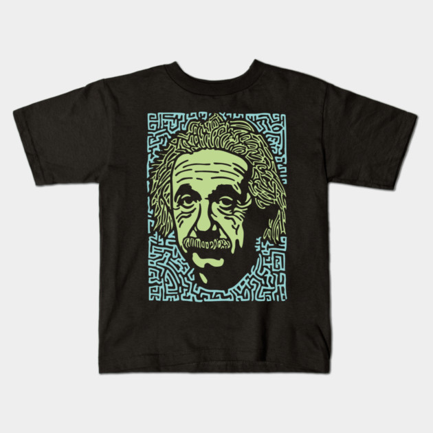 Albert Einstein Maze Portrait | The Mind of a Genius Kids T-Shirt by TuncGK