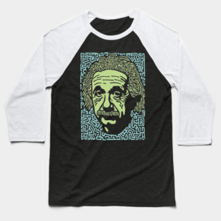 Albert Einstein Maze Portrait | The Mind of a Genius Baseball T-Shirt