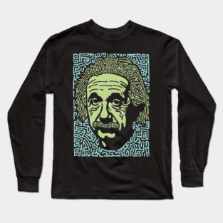 Albert Einstein Maze Portrait | The Mind of a Genius Long Sleeve T-Shirt