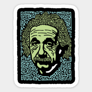 Albert Einstein Maze Portrait | The Mind of a Genius Sticker