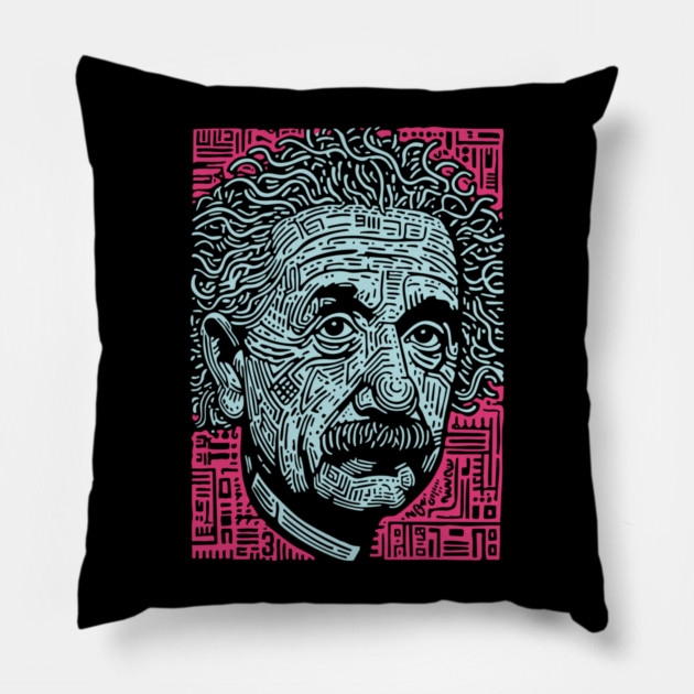 Psychedelic Einstein | Trippy Theory of Relativity Pillow by TuncGK