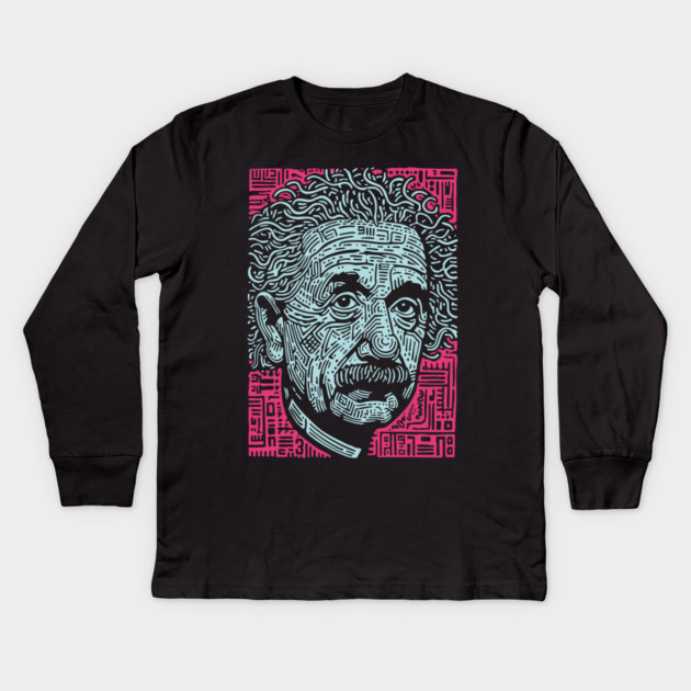 Psychedelic Einstein | Trippy Theory of Relativity Kids Long Sleeve T-Shirt by TuncGK
