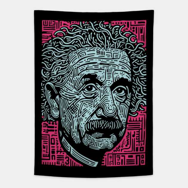 Psychedelic Einstein | Trippy Theory of Relativity Tapestry by TuncGK