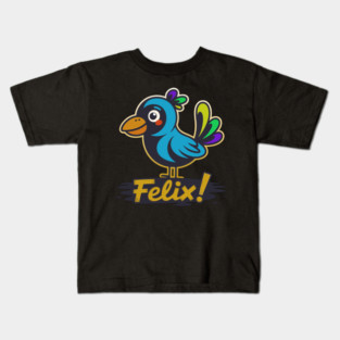 Felix the Colorful Cartoon Bird Illustration Kids T-Shirt