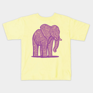 Majestic Purple Elephant | Tribal Pattern Graphic Kids T-Shirt