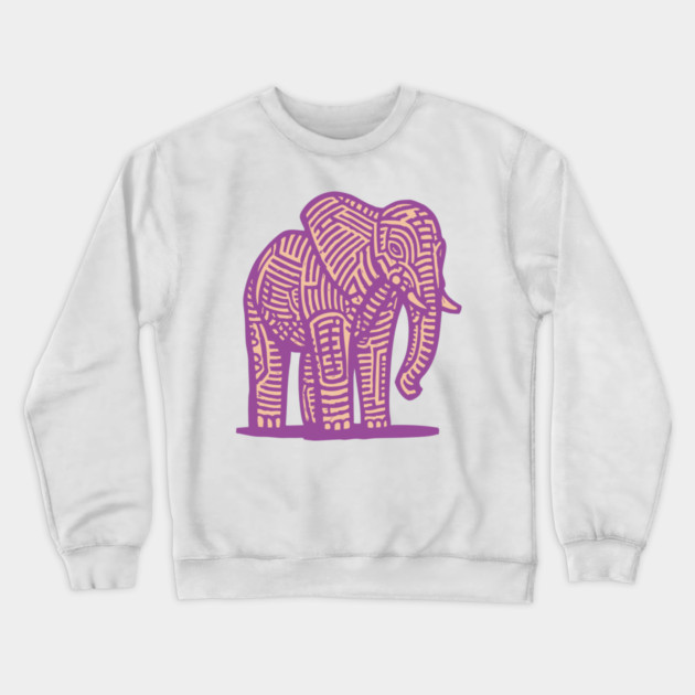 Majestic Purple Elephant | Tribal Pattern Graphic Crewneck Sweatshirt by TuncGK