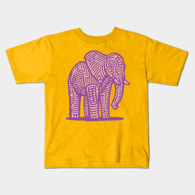 Majestic Purple Elephant | Tribal Pattern Graphic Kids T-Shirt by TuncGK