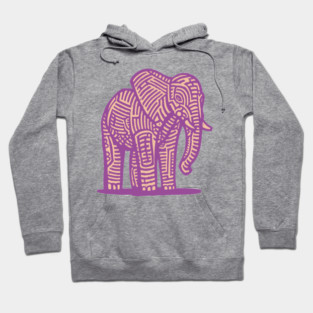 Majestic Purple Elephant | Tribal Pattern Graphic Hoodie