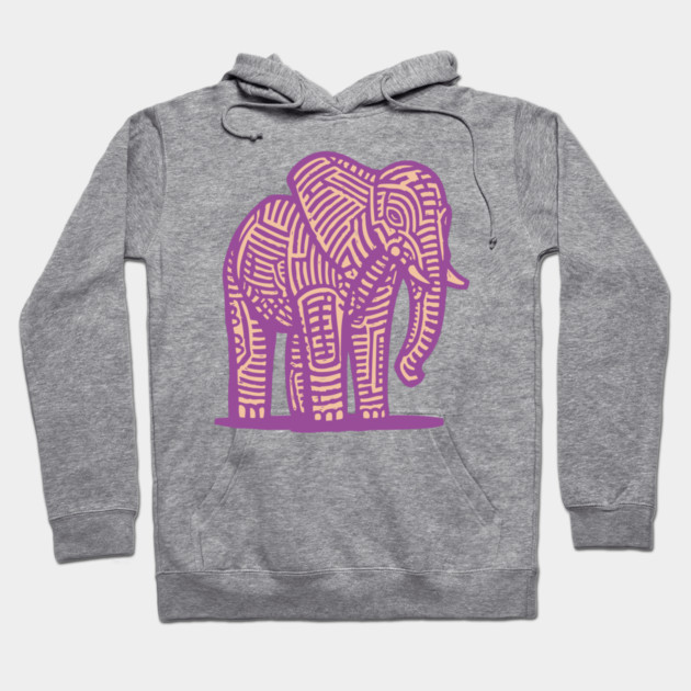 Majestic Purple Elephant | Tribal Pattern Graphic Hoodie by TuncGK