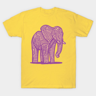 Majestic Purple Elephant | Tribal Pattern Graphic T-Shirt