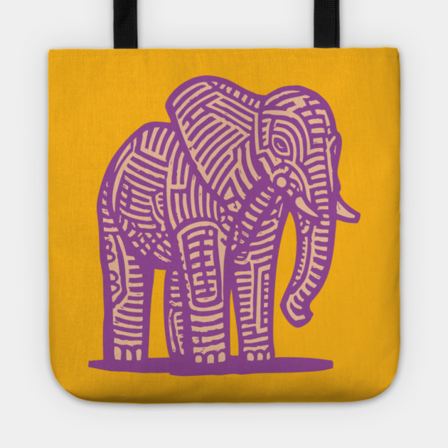 Majestic Purple Elephant | Tribal Pattern Graphic Tote by TuncGK