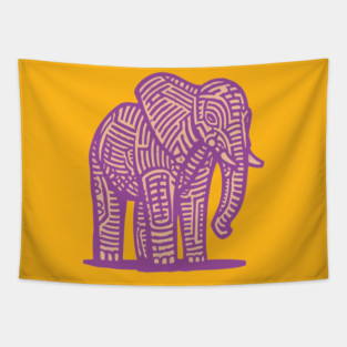 Majestic Purple Elephant | Tribal Pattern Graphic Tapestry