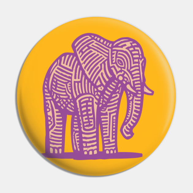 Majestic Purple Elephant | Tribal Pattern Graphic Pin by TuncGK
