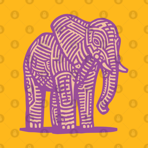 Majestic Purple Elephant | Tribal Pattern Graphic by TuncGK