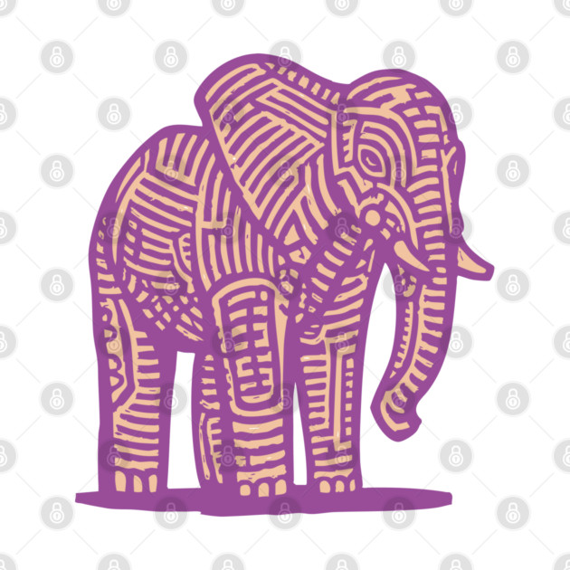 Majestic Purple Elephant | Tribal Pattern Graphic by TuncGK