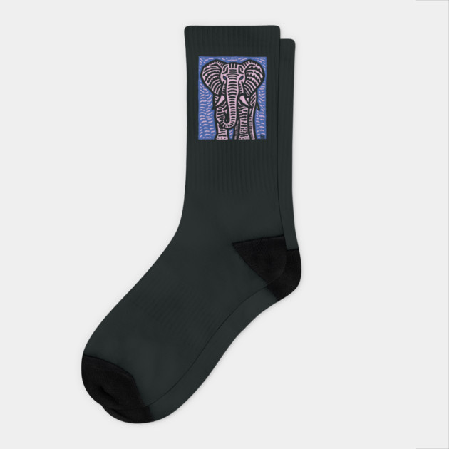 Pink Elephant | Psychedelic Safari Animal Socks by TuncGK