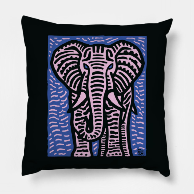 Pink Elephant | Psychedelic Safari Animal Pillow by TuncGK