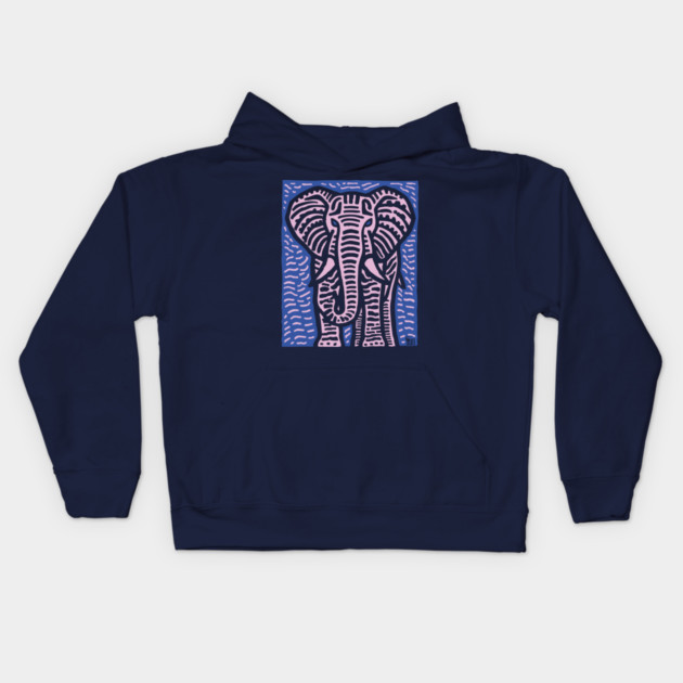 Pink Elephant | Psychedelic Safari Animal Kids Hoodie by TuncGK