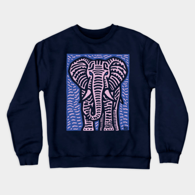 Pink Elephant | Psychedelic Safari Animal Crewneck Sweatshirt by TuncGK