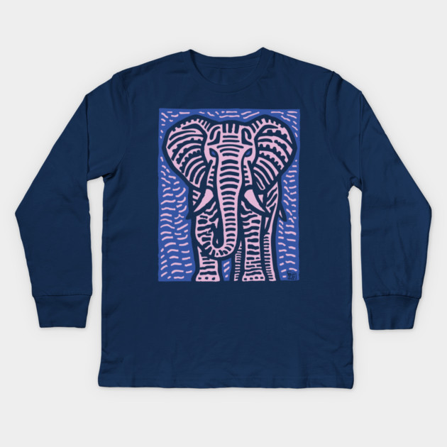 Pink Elephant | Psychedelic Safari Animal Kids Long Sleeve T-Shirt by TuncGK